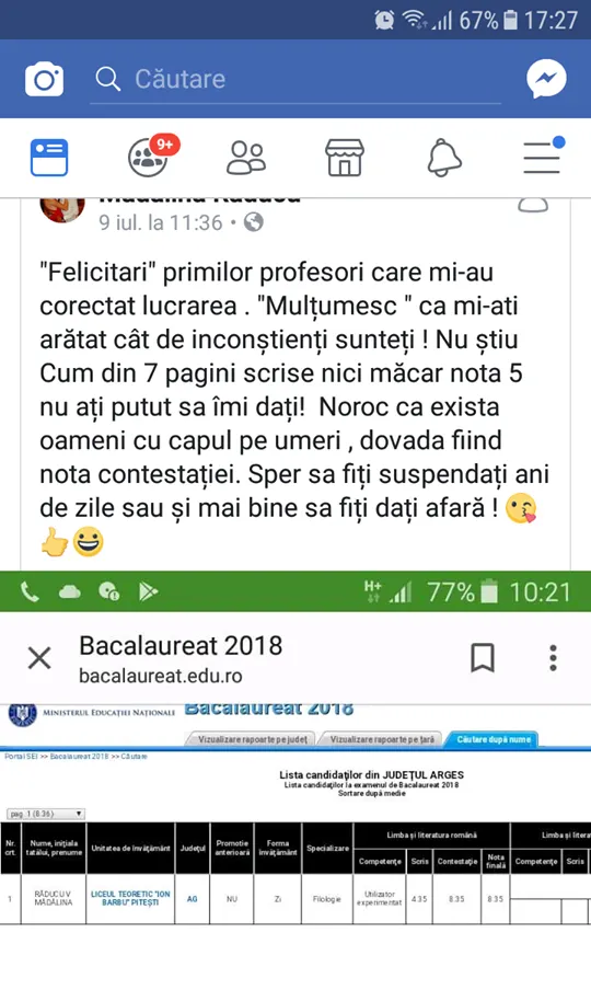 Profesori certaţi de o elevă, pentru cum i-au corectat lucrarea de la BAC: "Sunteţi inconştienţi!"