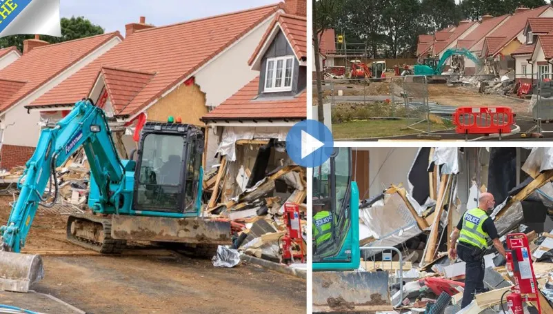 Răzbunarea unui român. A distrus cu excavatorul cinci case noi pentru că nu și-a primit salariul