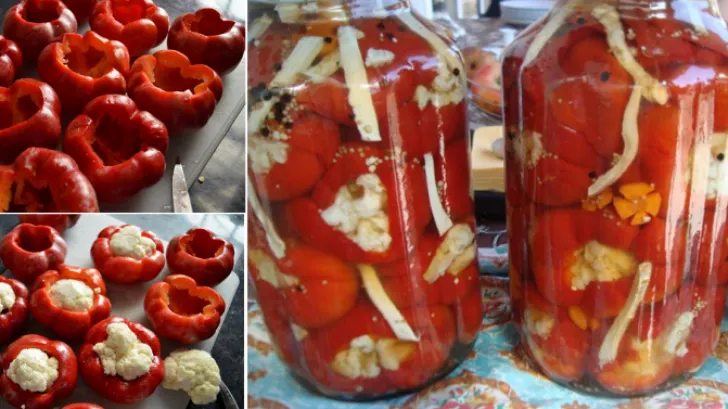 Gogoşari umpluţi cu conopidă. Iată ce trebuie să le pui pentru a se menţine crocanţi şi aromaţi