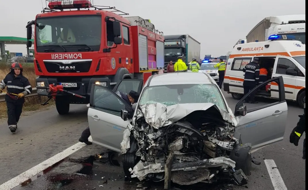 Trafic blocat pe autostrada A1 din cauza unui accident foarte GRAV