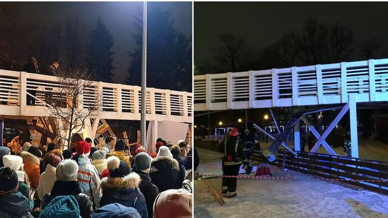 Imagini șocante: un pod s-a prăbușit peste zeci de oameni