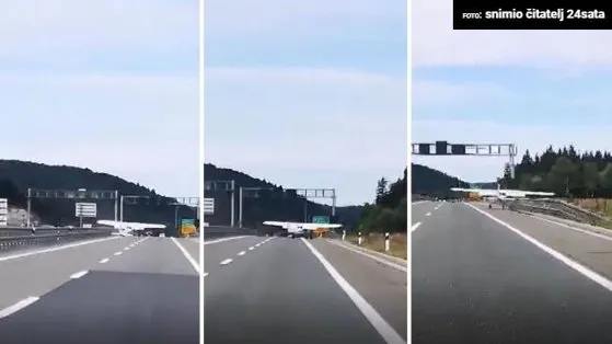 Un avion de mici dimensiuni a aterizat forțat pe autostradă