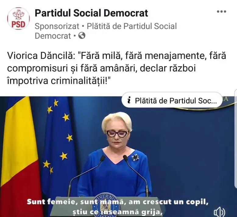 Declarația emoțională a lui Dăncilă în cazul Caracal, promovată pe bani pe Facebook