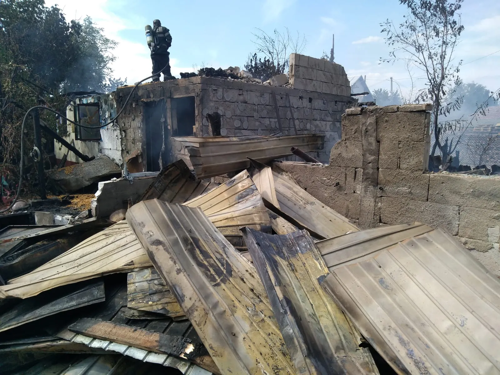 VIDEO Incendiu de proporţii în Olt. Au ars tone de cereale şi furje şi două autoturisme