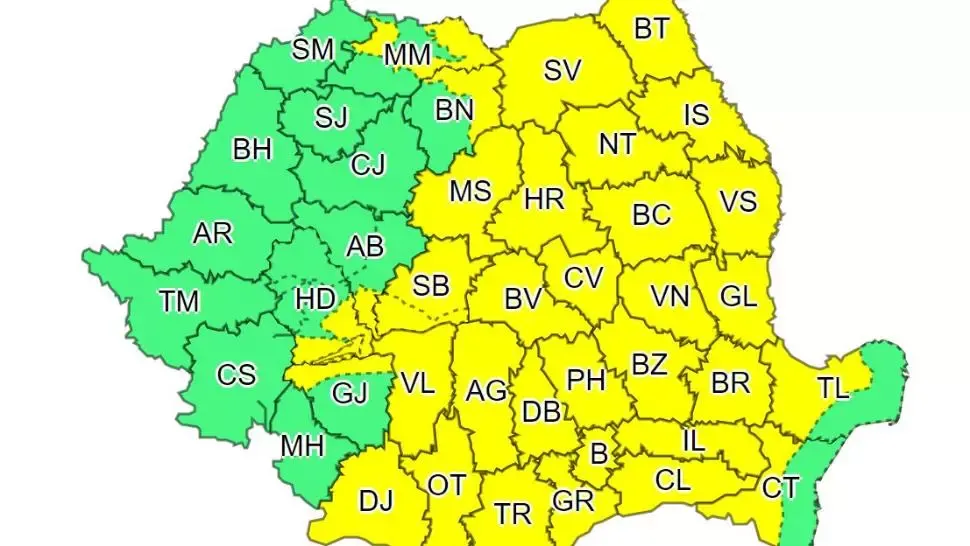Atenționare meteorologică - cod galben - Instabilitate atmosferică în toată țara