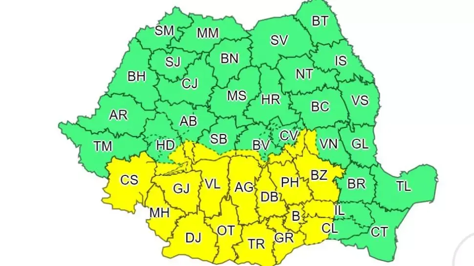 A intrat în vigoare un cod galben de ninsori abundente - Harta ANM cu zonele vizate 