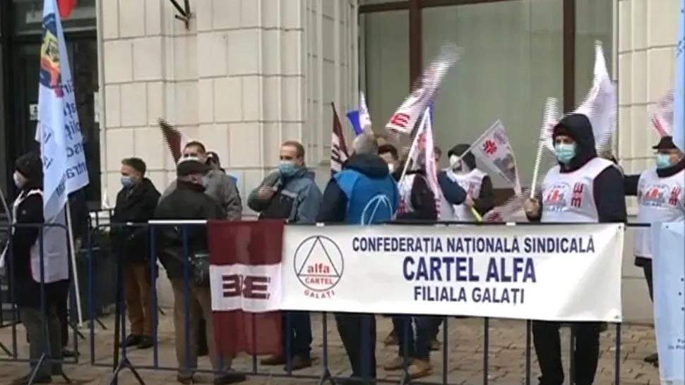 Protest sindicate în fața Ministerului Finanțelor