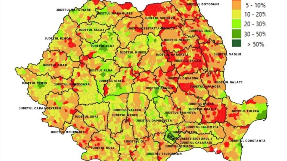 Situația vaccinării în România pe localități (26 mai) /  Foto: Facebook RO Vaccinare