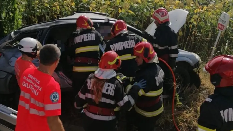 Accident cumplit, pe DN 5, Giurgiu: 3 victime. FOTO: ISU Giurgiu