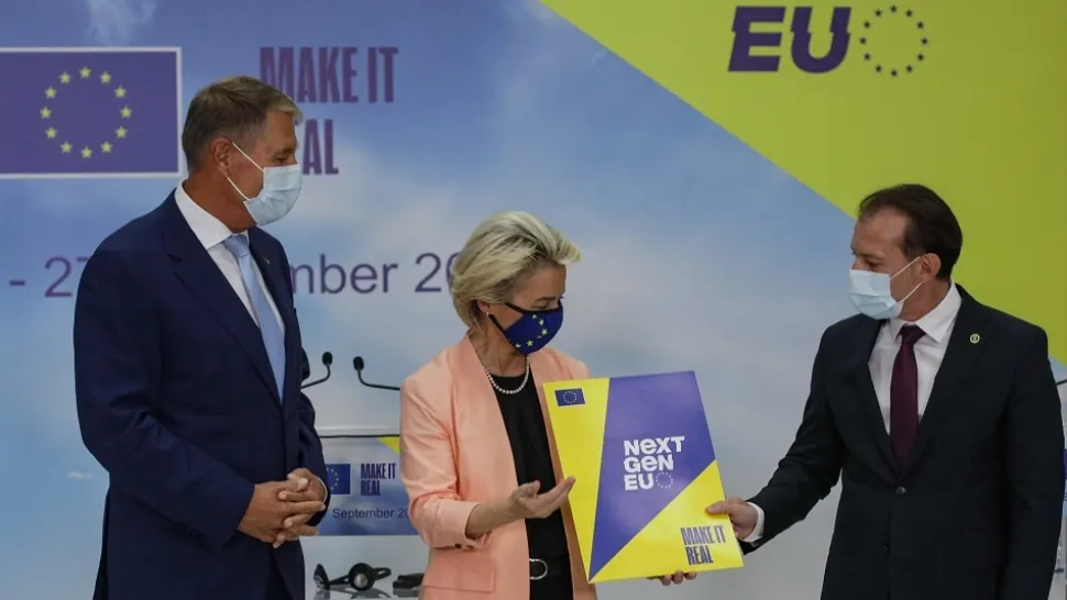 K. Iohannis, U. vd Leyen, F. Cîțu (Inquam/O. Ganea)