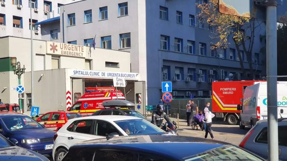 Imagine din fața Spitalului Floreasca din Capitală