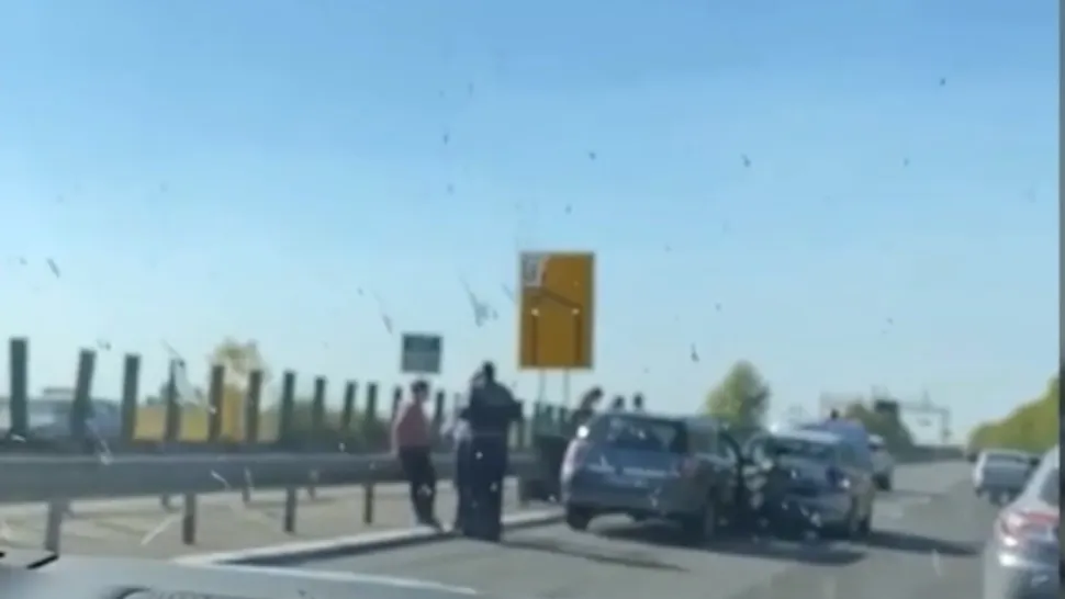Accident pe Autostrada Soarelui. Foto: captură Realitatea Plus