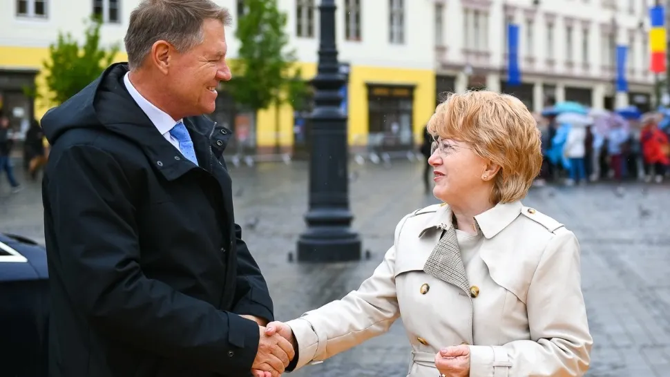 Astrid Fodor, primarul Sibiului, și Klaus Iohannis
