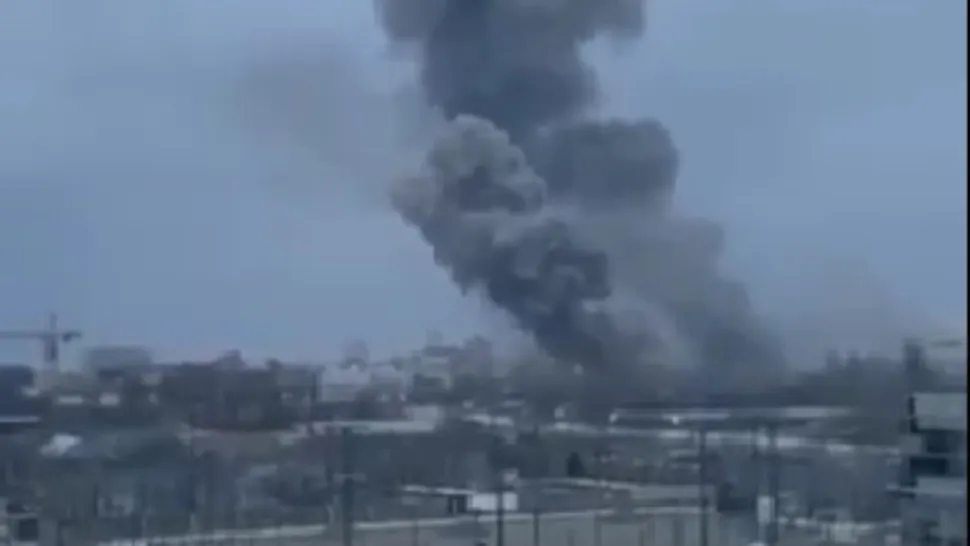 Incendiu la fabrica de avioane Antonov, de lângă Kiev/ Captură video NEXTA