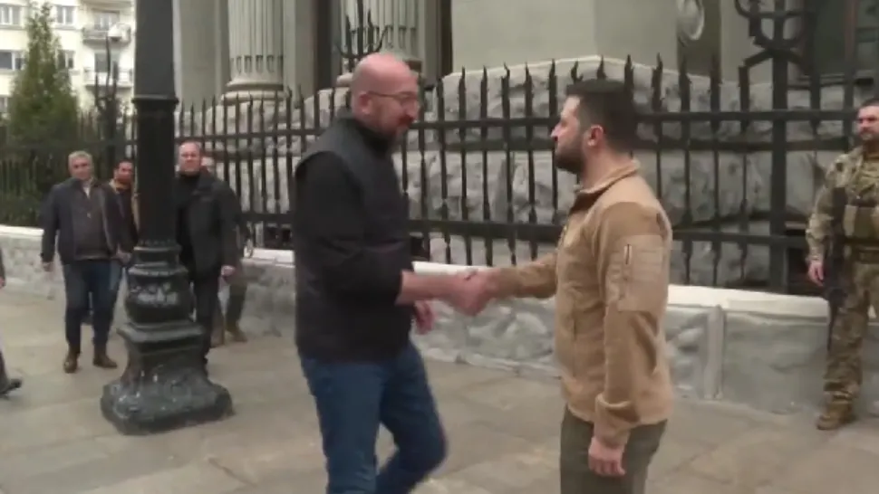 Charles Michel și Volodimir Zelenski / Captură video Twitter Nexta