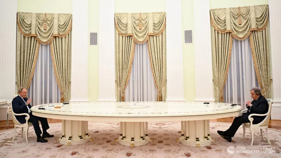 Președintele Vladimir Putin și secretarul general al ONU, António Guterres.
