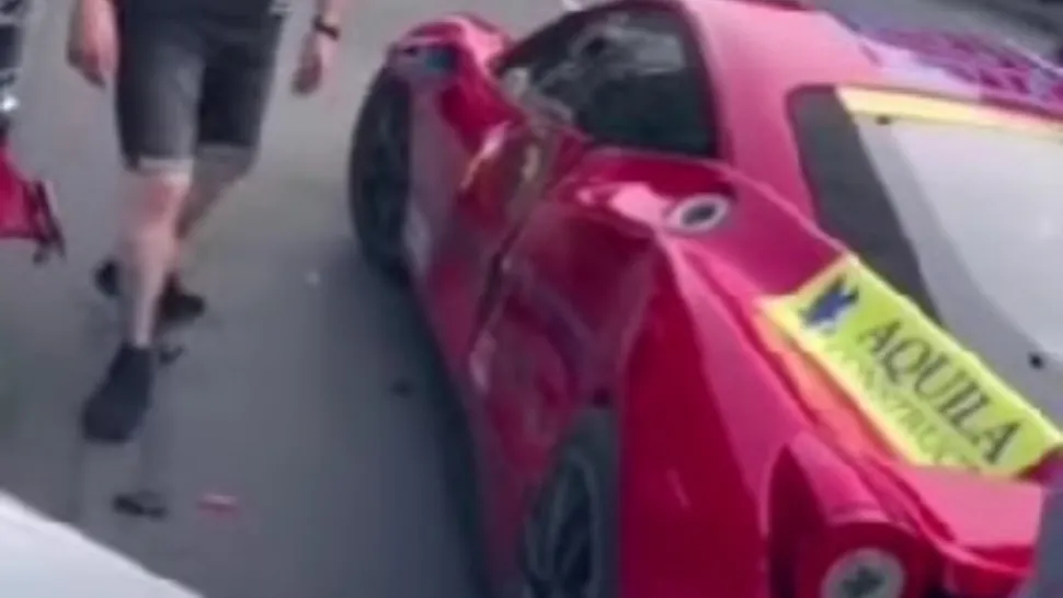 Mașină avariată Trofeul Ploiești /Captură video
