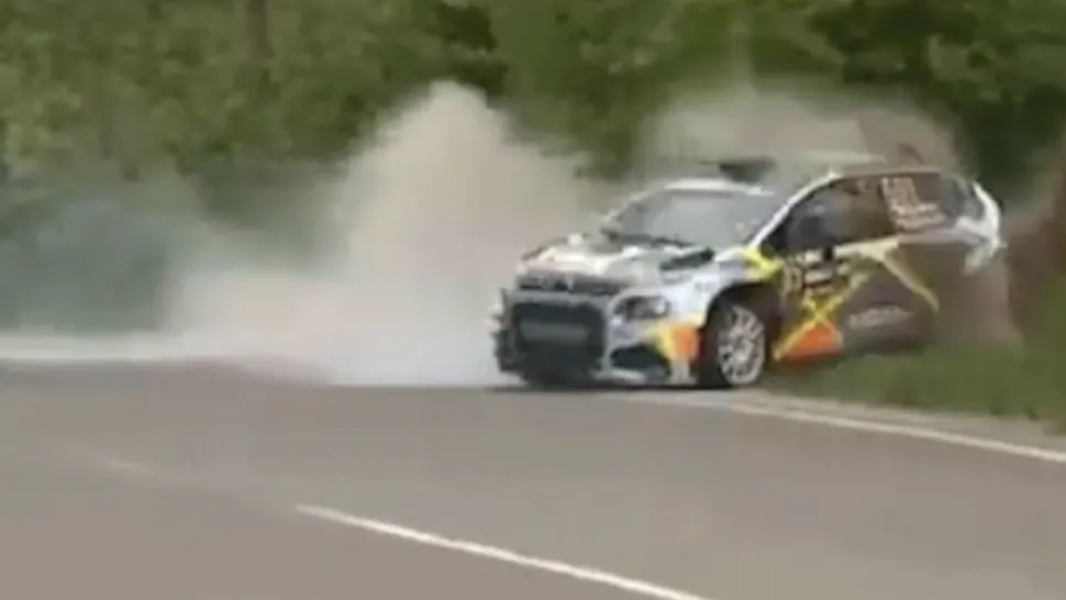Accident spectaculos la raliul Argeșului - VIDEO