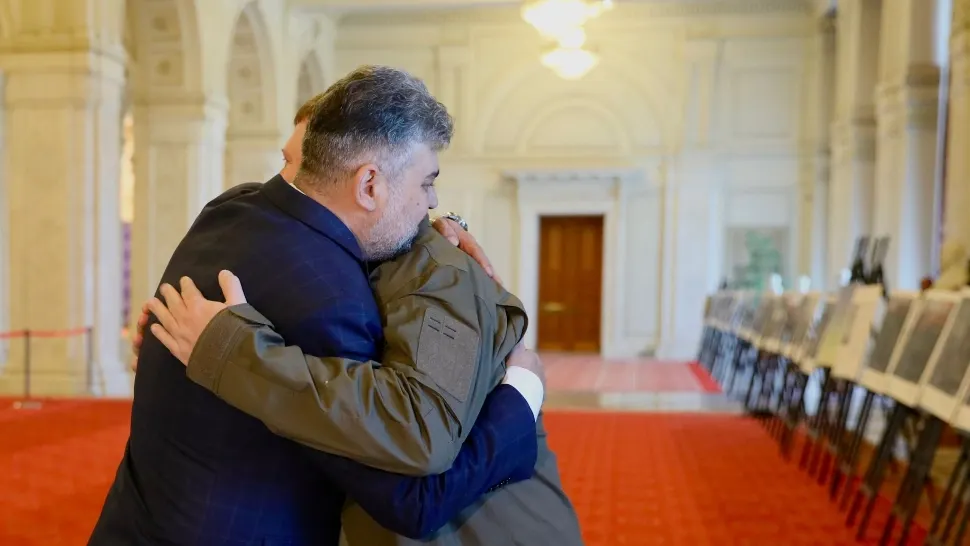 Marcel Ciolacu și Oleksandr Kornienko, prim adjunct al Președintelui Radei Supreme a Ucrainei/ Facebook Ciolacu