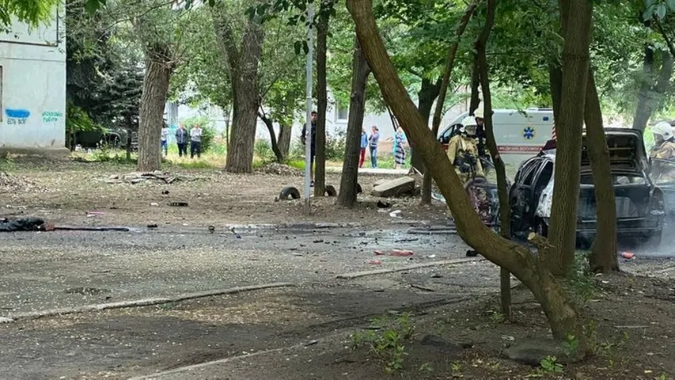 Explozie mașină/ Foto:  Twitter Euromaidan Press