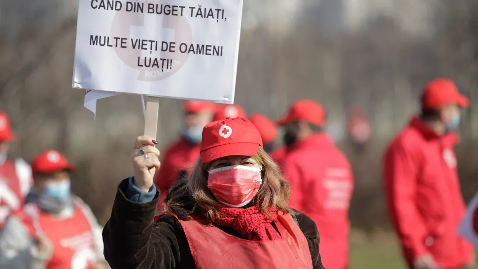 Sindicaliștii din Sănătate protestează în fața Guvernului / Foto: Inquam Photos