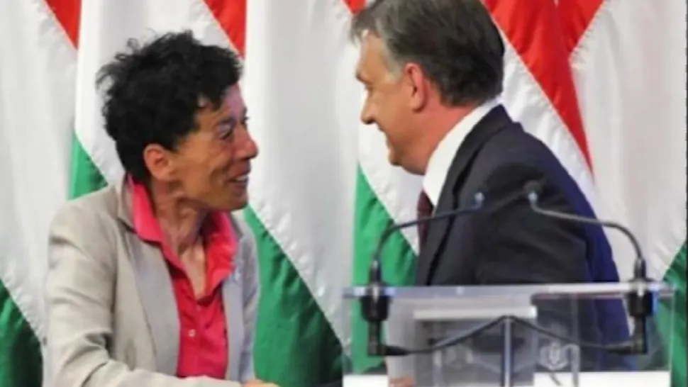 Zsuzsa Hegedus, fostă consilieră, și Viktor Orban/ Captură video