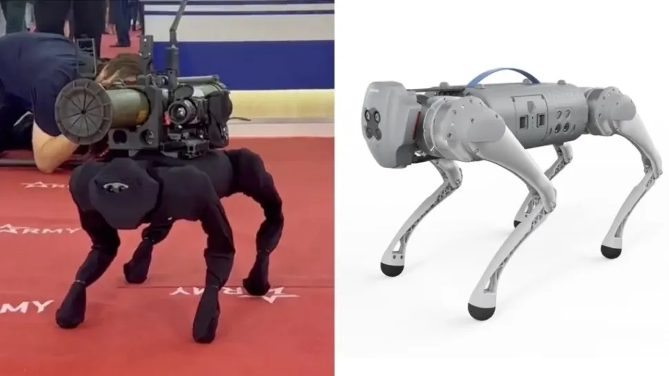 Rușii au prezentat un câine-robot înarmat cu un lansator de rachete