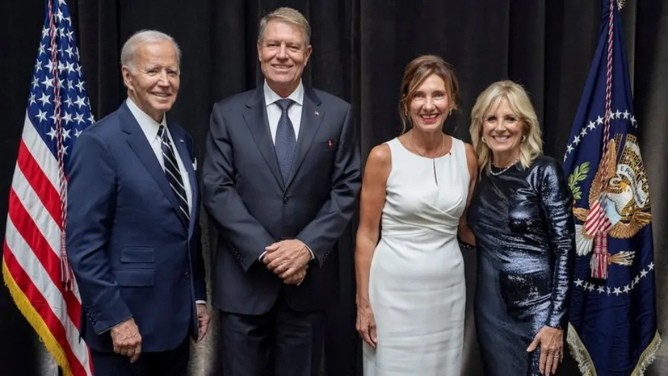 Klaus Iohannis și soția sa, alături de președintele american - Joe Biden și Prima Doamnă a SUA, la New York