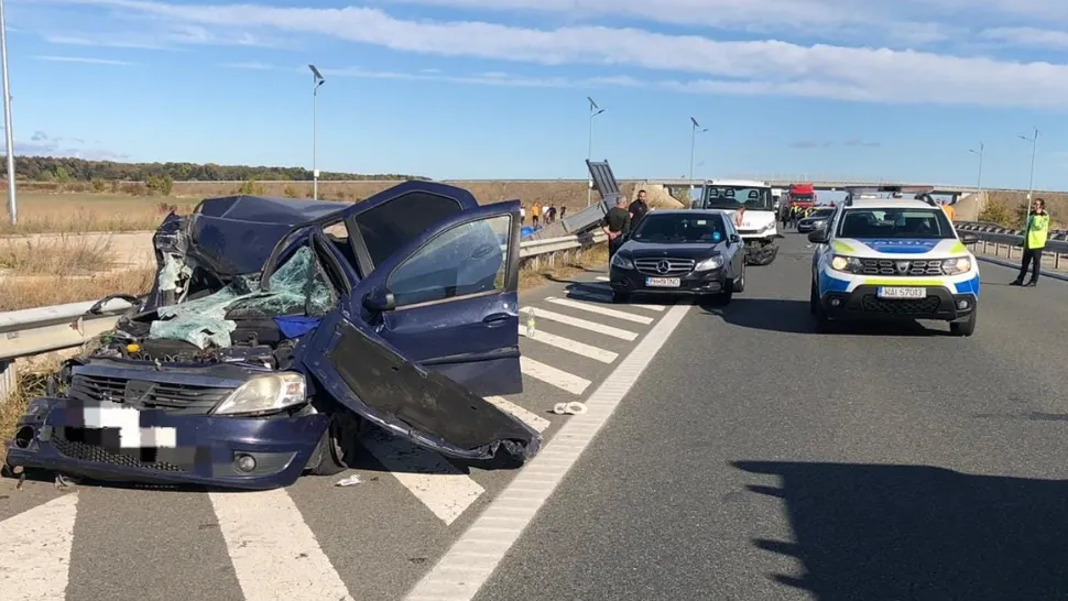 Accident grav pe Autostrada București-Ploiești: 5 victime, inclusiv un copil de 4 ani. 2 femei, în COMĂ, una dintre ele adusă în Capitală