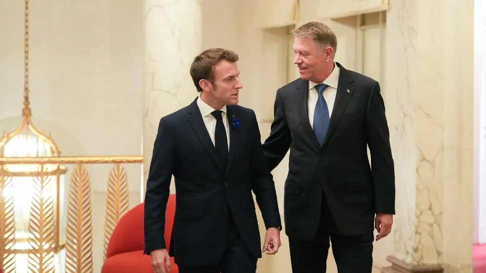 Emmanuel Macron și Klaus Iohannis la Palatul Elysse. Foto/Președinția