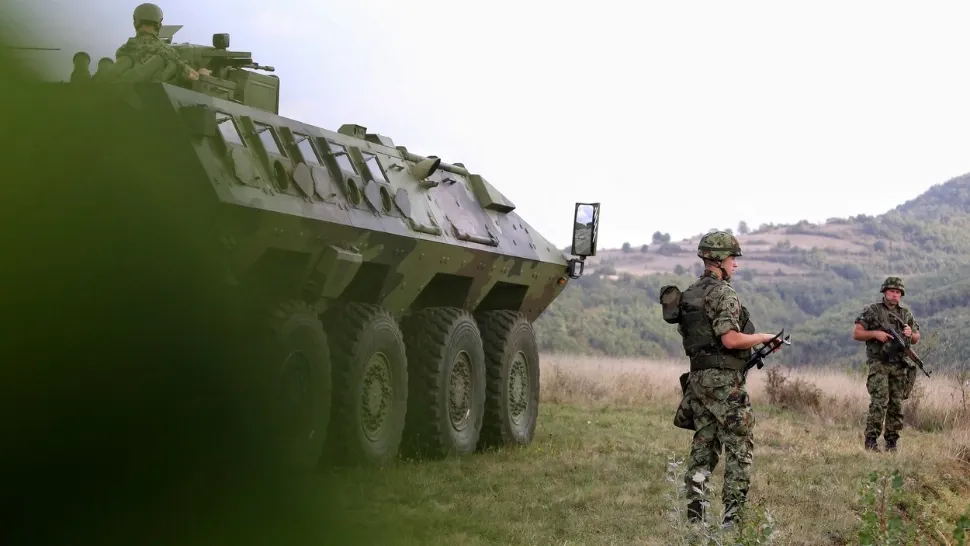 Soldați sârbi în zona de graniță spre Kosovo (2021 - Profimedia)