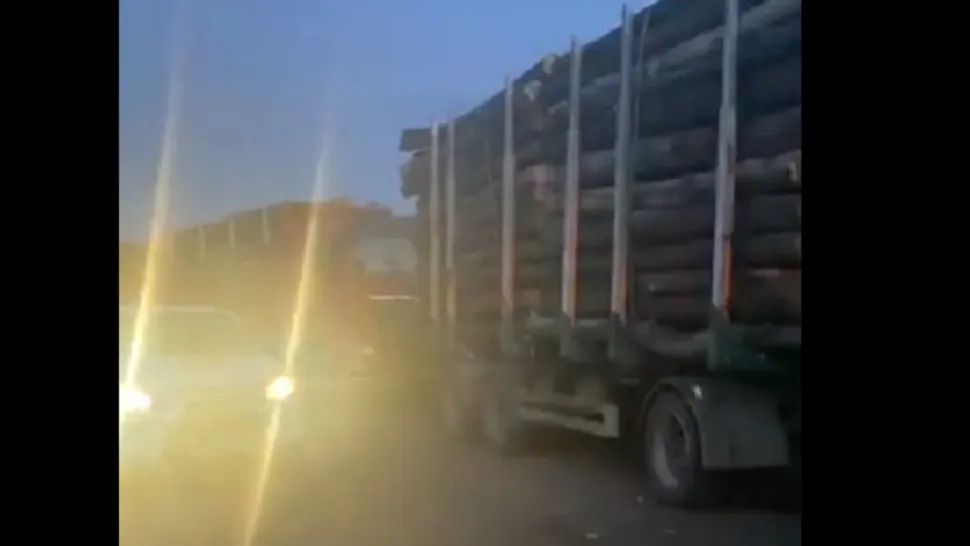 Camioane lemn/ Captură video Facebook Daniel Bodnar