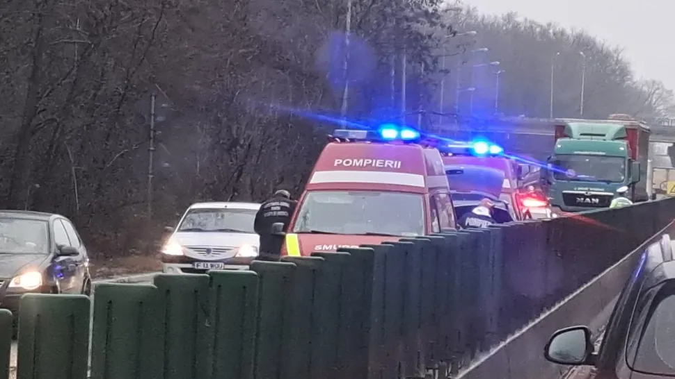 Un copac a căzut peste un autoturism care se afla în trafic, pe centura Bucureștiului