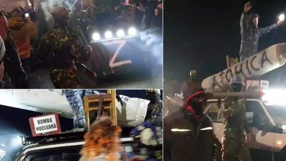 Dosar penal după colindul „mascaților putiniști” din Berzunți. Un bărbat, cercetat pentru că a pus litera „Z” pe un tractor - VIDEO