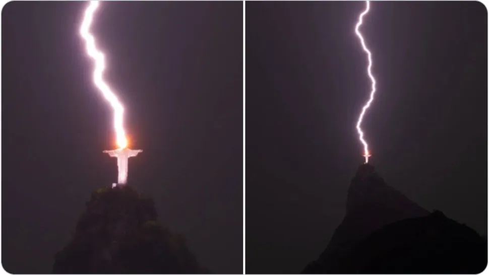 Statuia lui ISUS din Rio, lovită de FULGER. Oamenii au primit îngroziți imaginile - FOTO