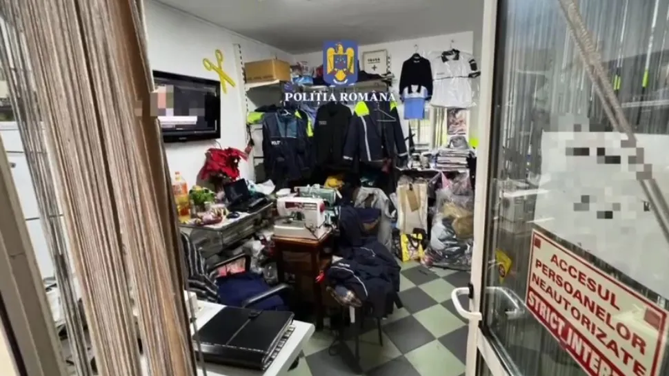 Fabrică ilegală de uniforme depistată în Brașov. Foto/Poliția Română