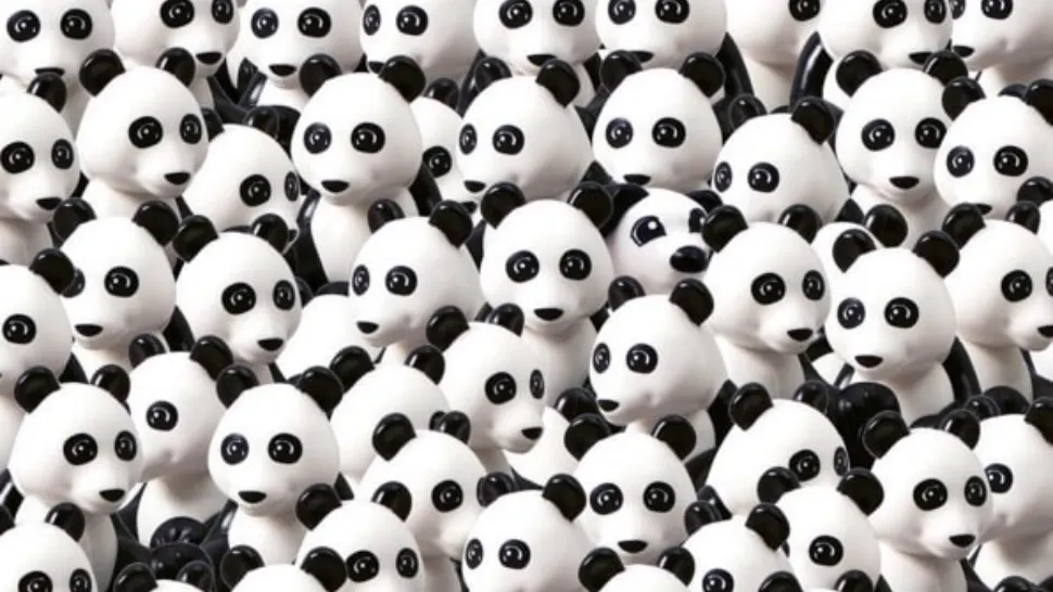 Poți să găsești cățelul ascuns printre urșii panda în numai 10 secunde?
