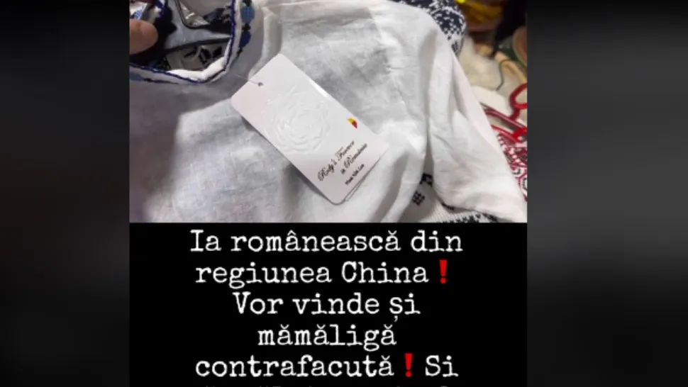 Ie românească fabricată în China, de vânzare la prețuri prohibitive. Foto: Captură TikTok
