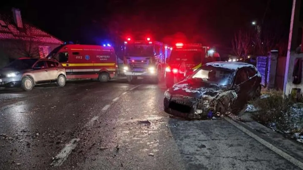 Accident grav pe DN 14 la ieşirea din localitatea Ruşi. Foto: Agerpres