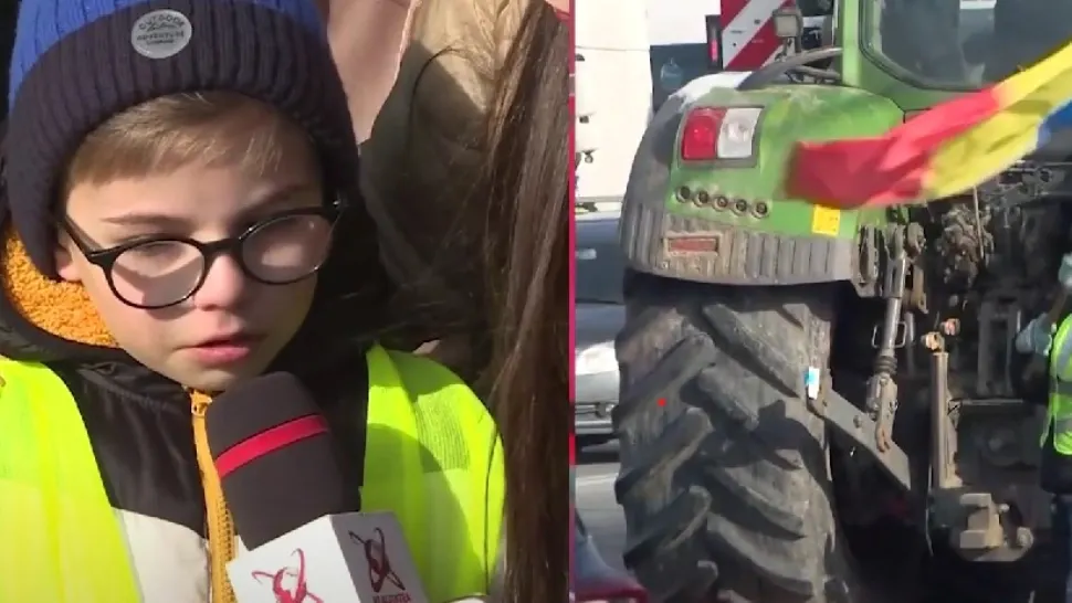 Fermierii și-au adus copiii în stradă și nu mai vor să plece. Foto/Captură video
