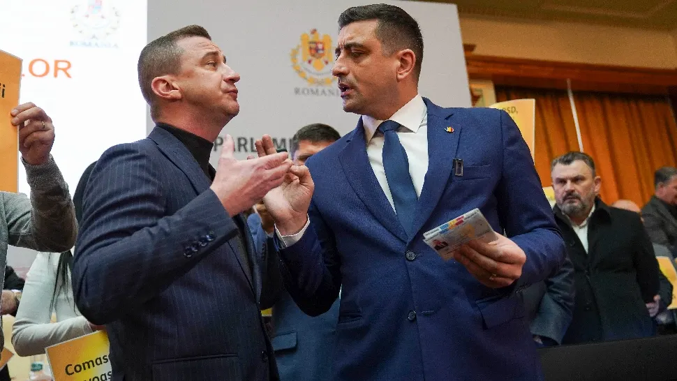 Duel verbal între Alfred Simonis și George Simion, pe holurile Parlamentului. Foto/Inquam/Saul Pop