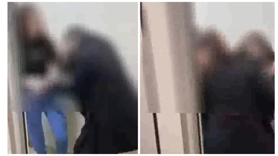 Două fete au fost filmate în timp ce își împărțeau pumni în toaletă, de față cu numeroși colegi.