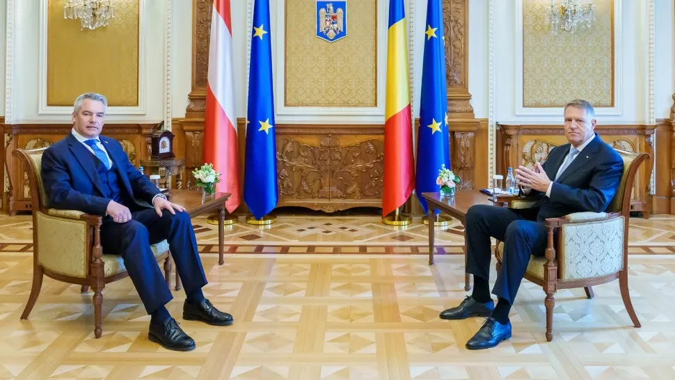 Cancelarul austriac Karl Nehammer a fost primit de Klaus Iohannis la Cotroceni