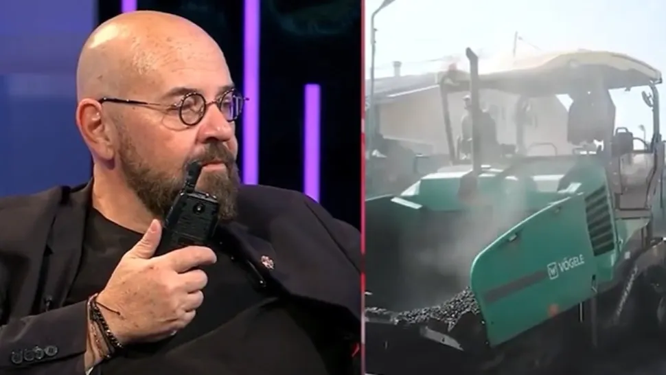 Piedone face senzație la TV. Edilul de la Sectorul 5 coordonează prin stație lucrările de asfaltare din sector/ Captură video