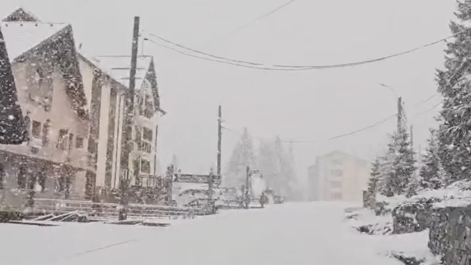 Stațiunea Rânca, acoperită de zăpadă. Foto/Captură video