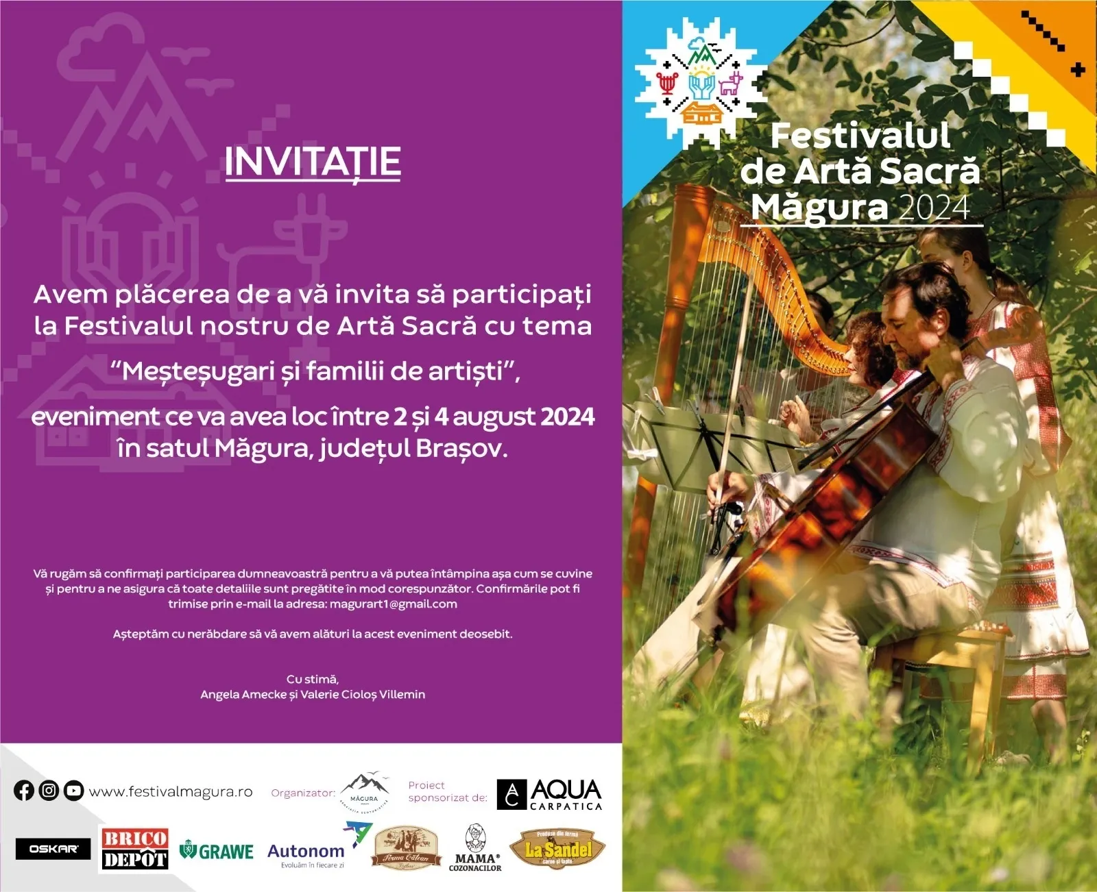 Festival de Artă Sacră Măgura 2024. Meșteșugari și Familii de Artiști – un eveniment care va explora bogăția tradițiilor artistice transmise din generație în generație