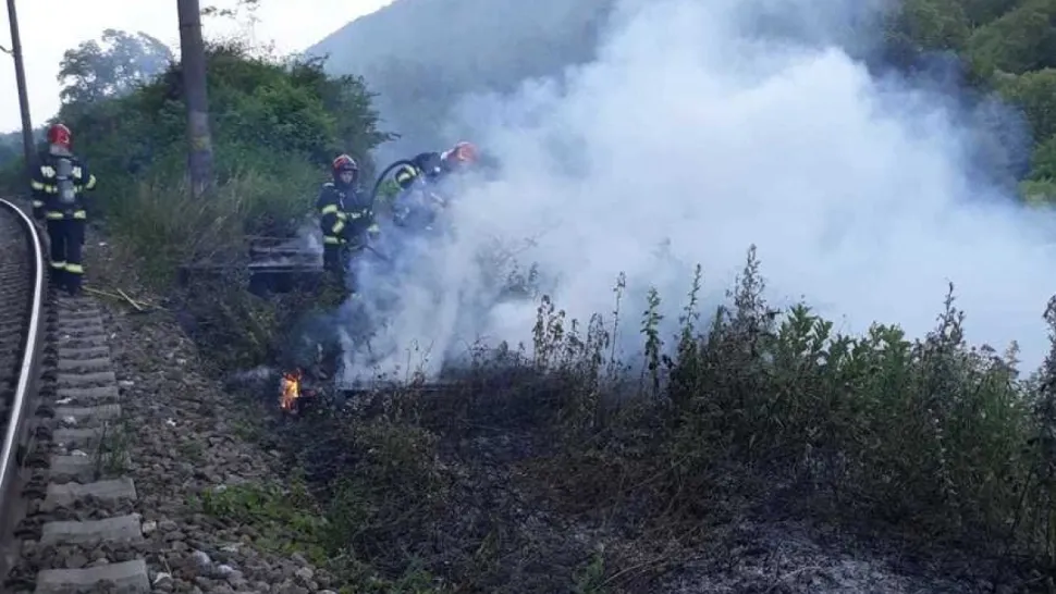 Incendiu de vegetație între Bucureşti Nord şi Bucureşti Băneasa. Circulația trenurilor de călători, afectată temporar / Arhivă foto