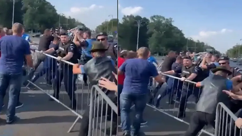 Violențe la protestul ciobanilor din Piața Victoriei. Oamenii s-au îmbrâncit cu forțele de ordine, o jandarmeriță a fost lovită în cap cu talanga - VIDEO