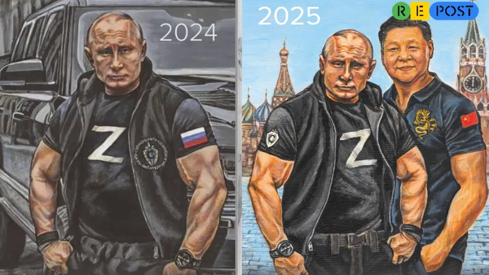 Putin și Xi Jinping, în roluri de băieți duri, pe coperta calendarului FSB pentru 2025 - GALERIE FOTO