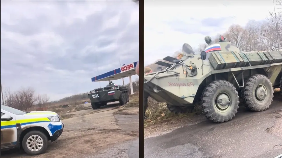Poliția din Moldova a stopat înaintarea convoiului (Vasile Iagodin TikTok)